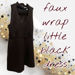 Emerald Sundae Little Black Dress Fashion Neckline Faux Wrap Mini
